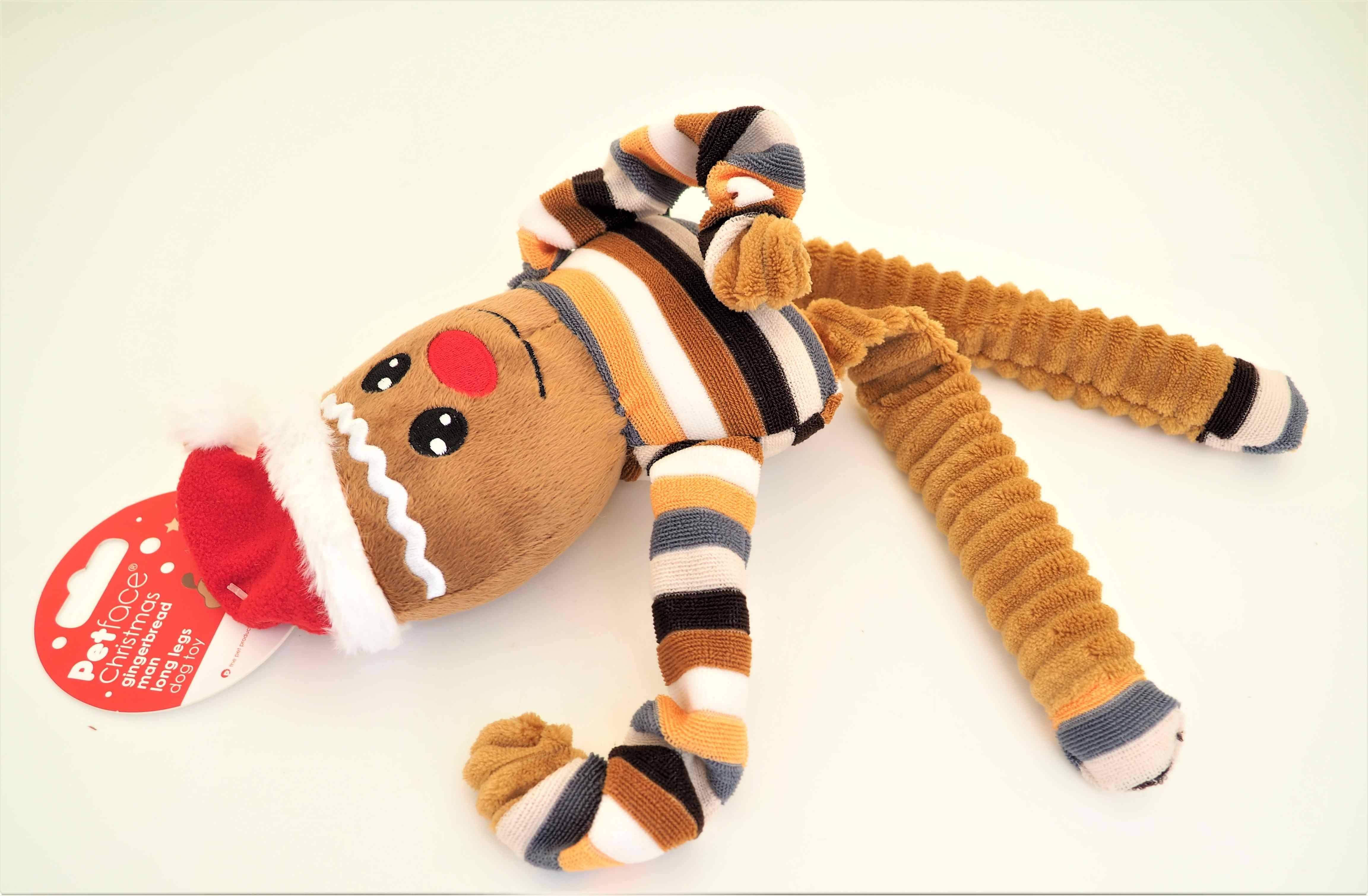Petface Christmas Long Legs Gingerbread Man Squeak Toy Meadow Croft