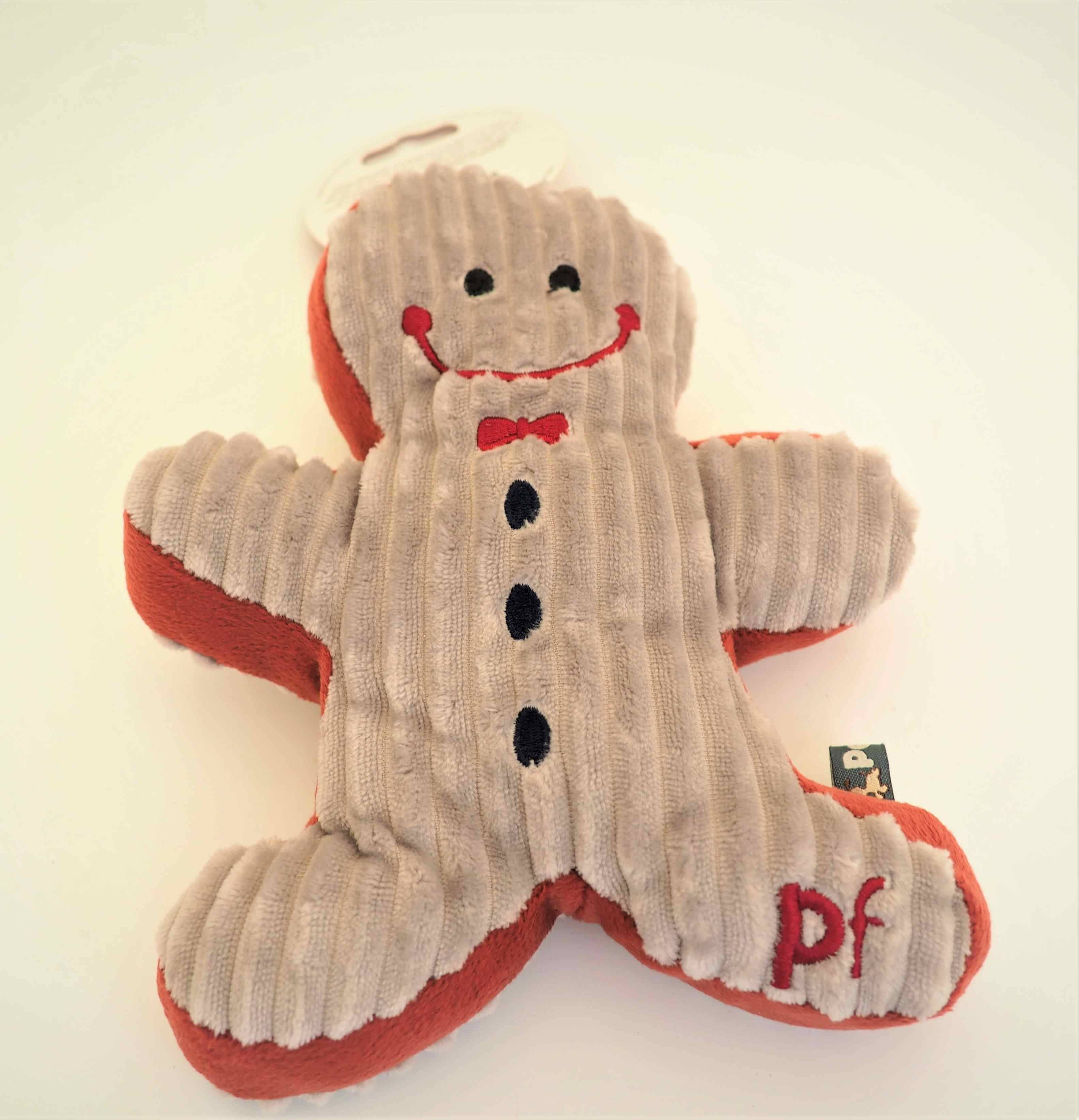 Petface Grey Soft Gingerbread Man Squeaky Dog Toy Meadow Croft