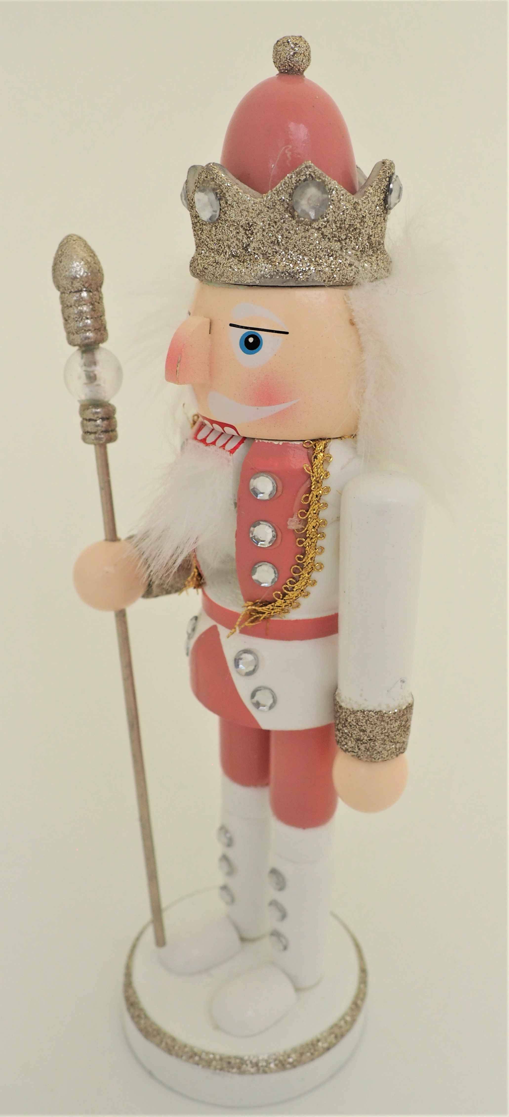 Wooden Pink Nutcracker with crown Meadow Croft