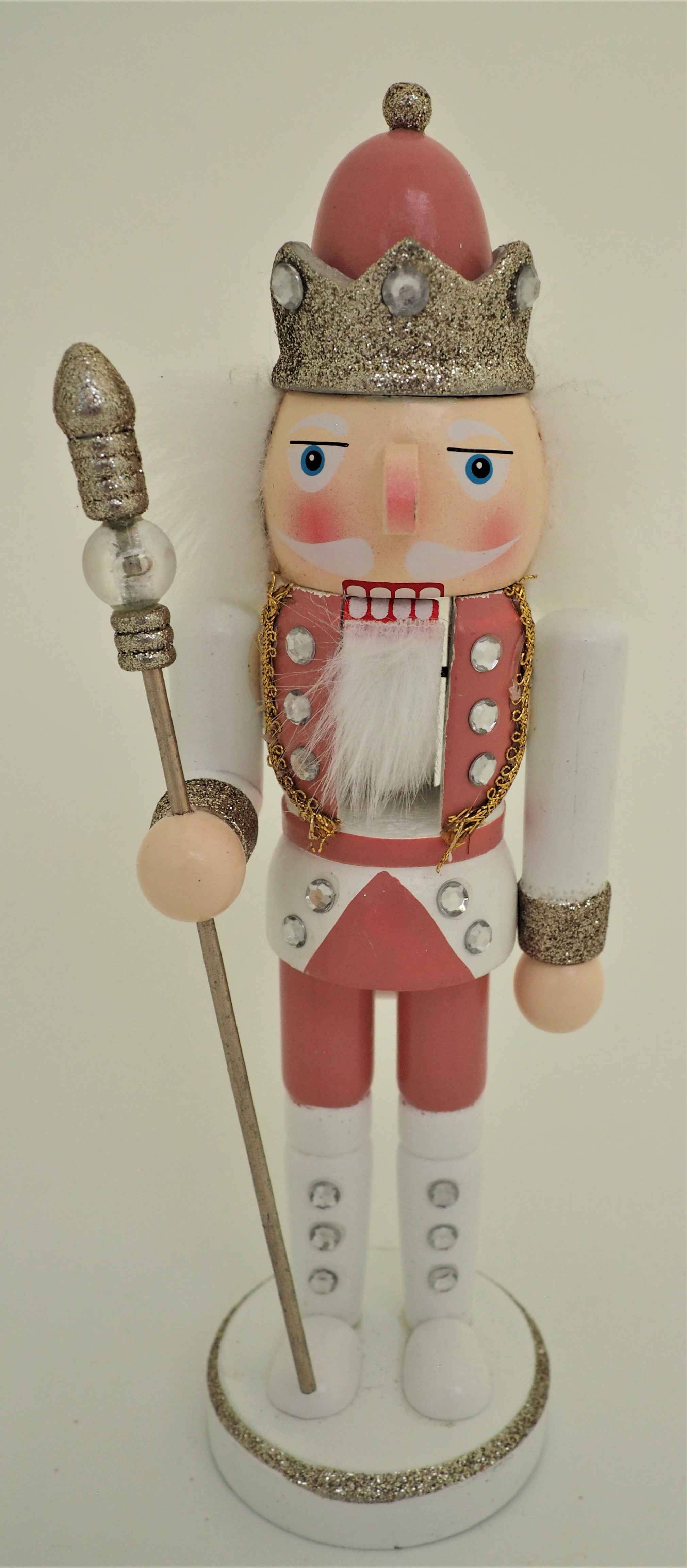Wooden Pink Nutcracker with crown Meadow Croft