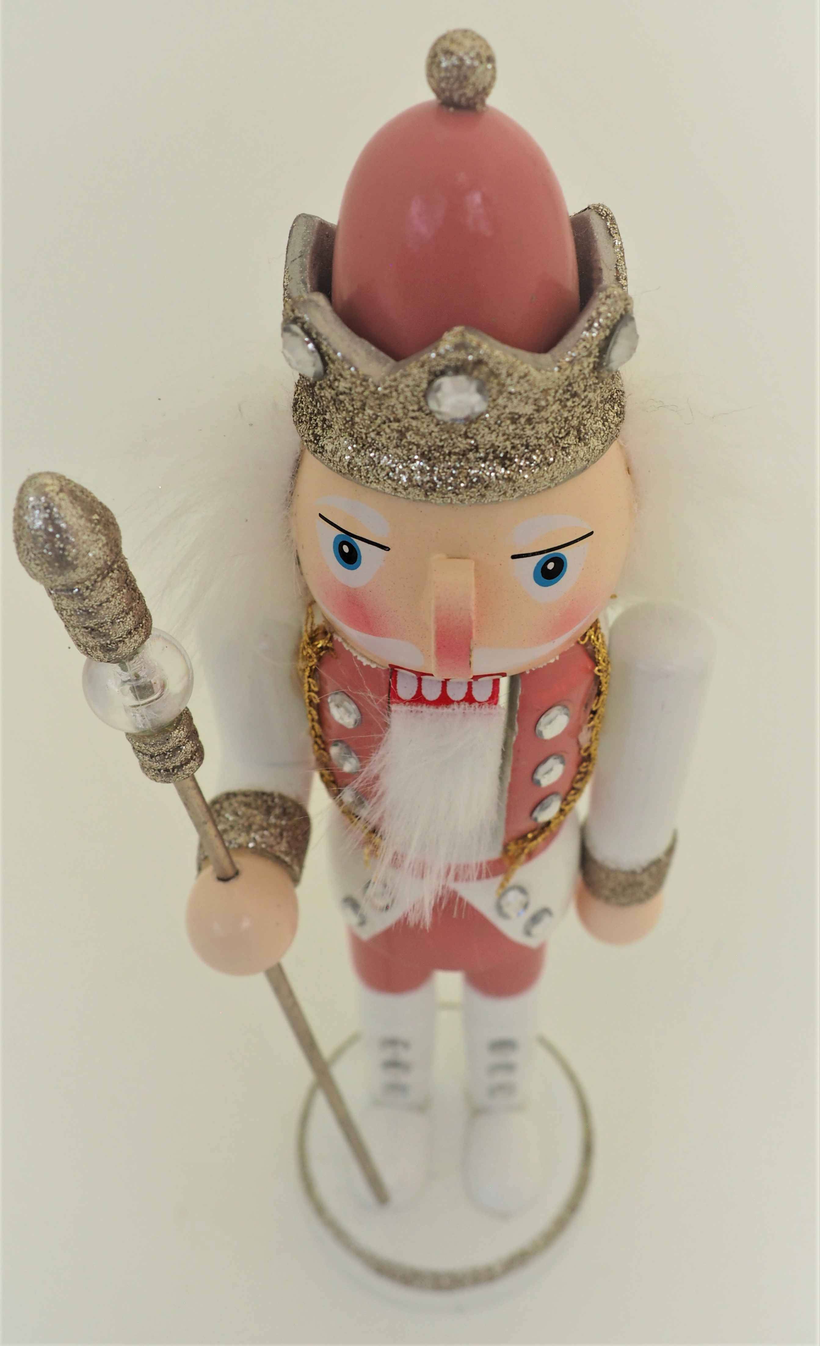 Wooden Pink Nutcracker with crown Meadow Croft